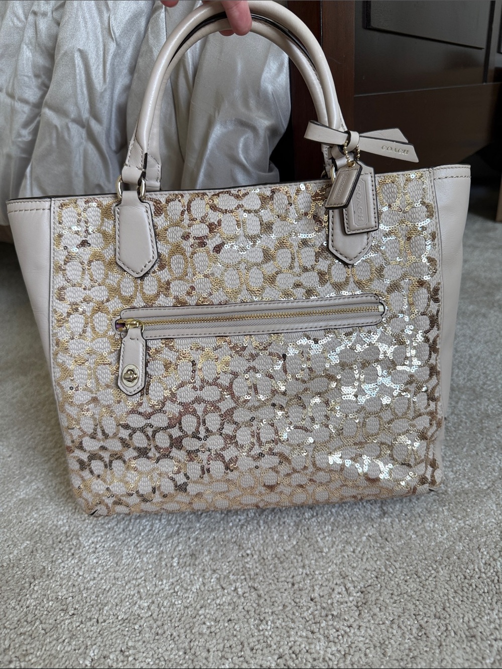Coach Poppy Sequin Signature C Blaire tote